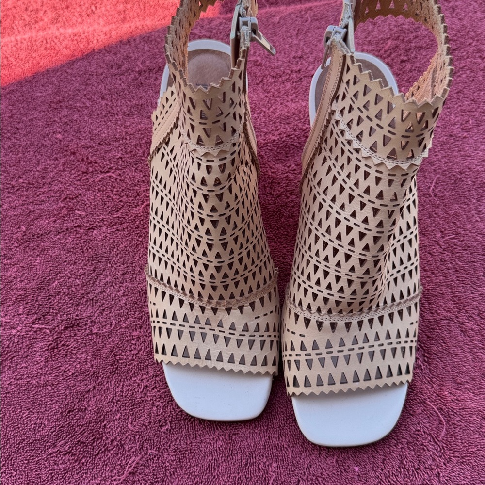 Jeffery Campbell Tan Cutout Wedge Sandals